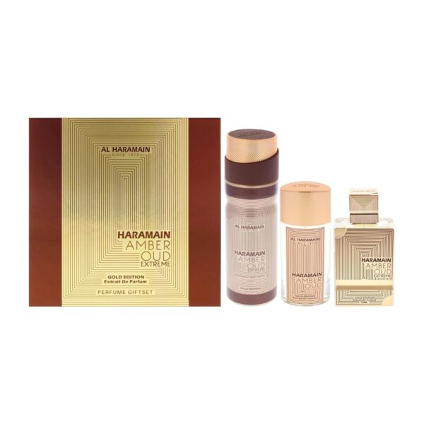 Al Haramain Amber Oud Gold Edition Extreme 3 piece Extrait de Parfum for Unisex – 3 piece gift set