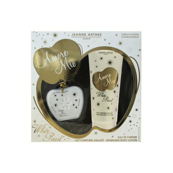 Amore Mio White Pearl by Jeanne Arthes EAU DE PARFUM SPRAY 3.3 OZ & SPARKLING BODY LOTION 6.7 OZ for WOMEN