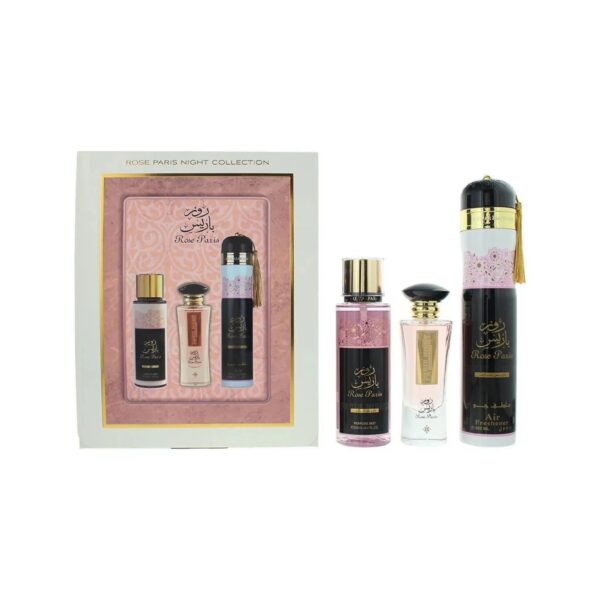 Ard Al Zaafaran Rose Paris Night 3 piece Eau de Parfum for Women – 3 piece gift set