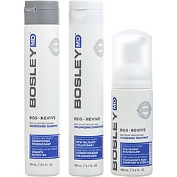 Bosley by Bosley 3 PIECE - BOS REVIVE NOURISHING SHAMPOO FOR NON COLOR TREATED HAIR 5.1 OZ & BOS REVIVE VOLUMIZING CONDITIONER FOR NON COLOR TREATED HAIR 5.1 OZ & BOS REVIVE THICKENING TREATMENT FOR NON COLOR TREATED HAIR 3.4 OZ for UNISEX