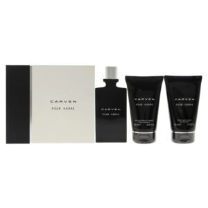 Carven Pour Homme EDT Spray 3.3 oz & Aftershave Balm & Shower Gel Set