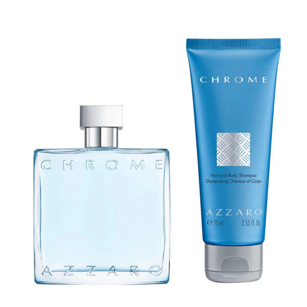 Chrome by Azzaro EDT Spray 1.7 oz & Hair Body Shampoo Set
