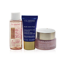 Clarins by Clarins Multi-Active Collection: Day Cream 50ml+ Night Cream 15ml+ Cleansing Micellar Water 50ml+ Bag -3pcs+1bag for WOMEN