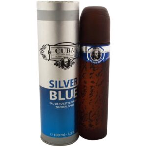Cuba Silver Blue Eau de Toilette Spray for Men 3.4 oz