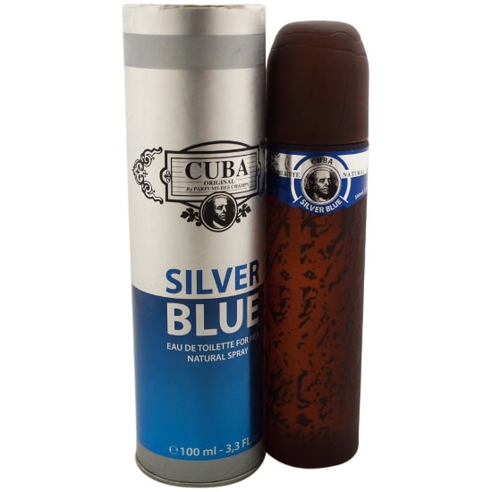Cuba Silver Blue Eau de Toilette Spray for Men 3.4 oz