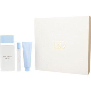 D & G Light Blue by Dolce & Gabbana EDT SPRAY 3.3 OZ & BODY LOTION 1.7 OZ & EDT SPRAY 0.33 OZ for WOMEN