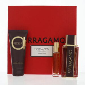 Ferragamo Spicy Leather for Men Gift Set – 3.4oz Parfum & More