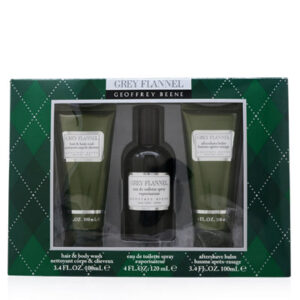 Grey Flannel by Geoffrey Beene EDT SPRAY 4 OZ & AFTERSHAVE BALM 3.4 OZ & HAIR & BODY WASH 3.4 OZ for MEN