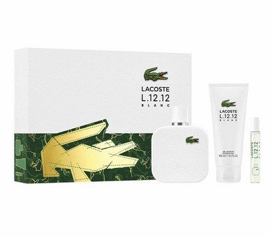 Lacoste L.12.12 Blanc Eau de Toilette for Men, 3 Piece Gift Set