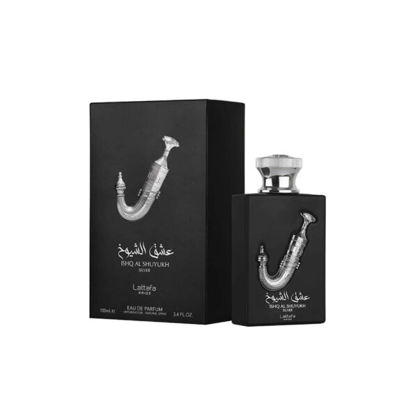 Lattafa Pride Ishq Al Shuyukh Silver Eau de Parfum for Unisex – 3.4 oz