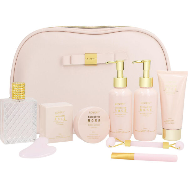 Lovery Enchanted Rose Unisex EAU DE PARFUM SPRAY 2.5 OZ & 9-Piece Bath & Skincare Set