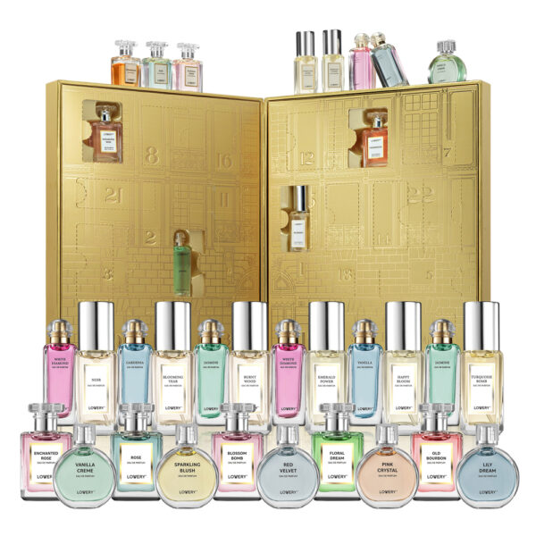 Lovery Luxury Gold Gift Box in Assorted Shapes and Fragrances Eau de Parfum for Women – 1 oz