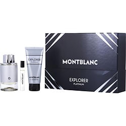Mont Blanc Explorer Platinum by Mont Blanc EAU DE PARFUM SPRAY 3.3 OZ & SHOWER GEL 3.3 OZ & EAU DE PARFUM SPRAY 0.25 OZ MINI for MEN