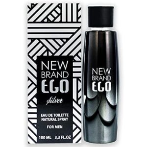 New Brand Ego Silver Eau de Toilette for Men – 3.3 oz
