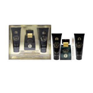 New Brand Prestige Gold Eau de Toilette for Men, 4 Piece Gift Set