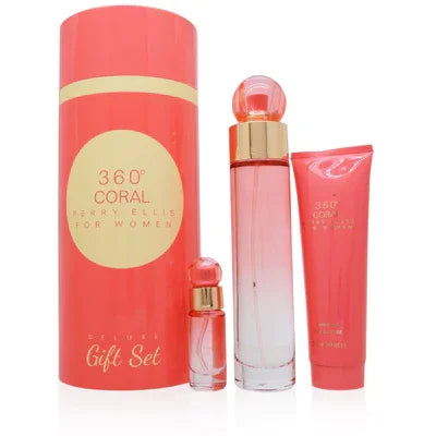Perry Ellis 360 Coral 3 piece v2 Eau de Parfum for Women – 3 piece gift set - v2