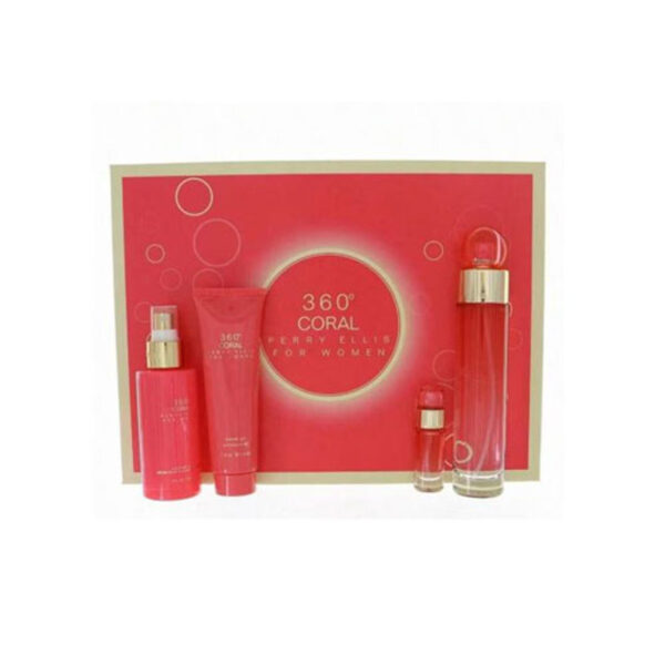 Perry Ellis 360 Coral 4 piece v2 Eau de Parfum for Women – 4 piece gift set - v2