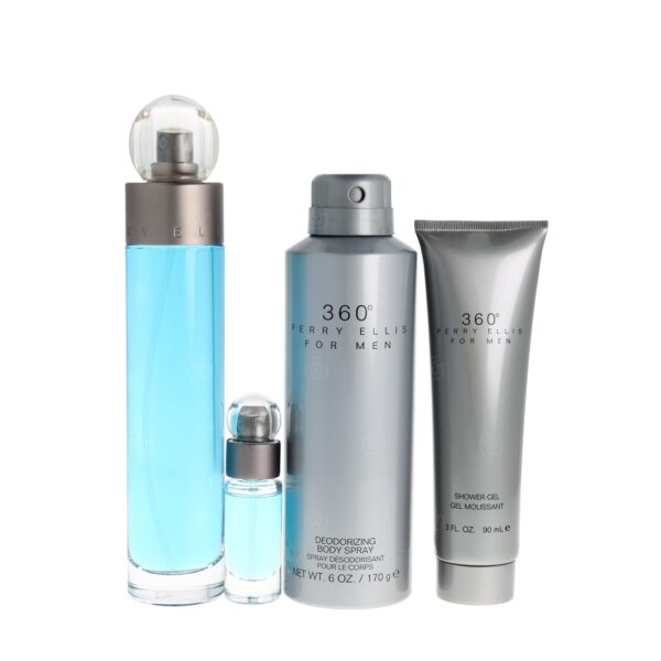 Perry Ellis 360 Eau de Toilette for Men, 4 Piece Gift Set