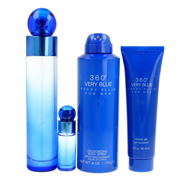 Perry Ellis 360 Very Blue 4 piece Eau de Toilette for Men – 4 piece gift set