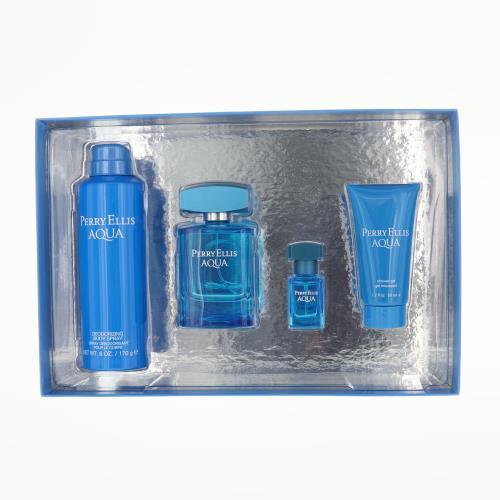 Perry Ellis Aqua 4 piece Eau de Toilette for Men – 4 piece gift set