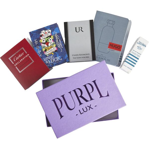 Purpl Lux Subscription Box For Men Purpl Lux Subscription Box by $UR $ED HARDY LOVE & LUCK $DECLARATION $JEAN PAUL GAULTIER LE BEAU MALE $HUGO ELEMENT for Men