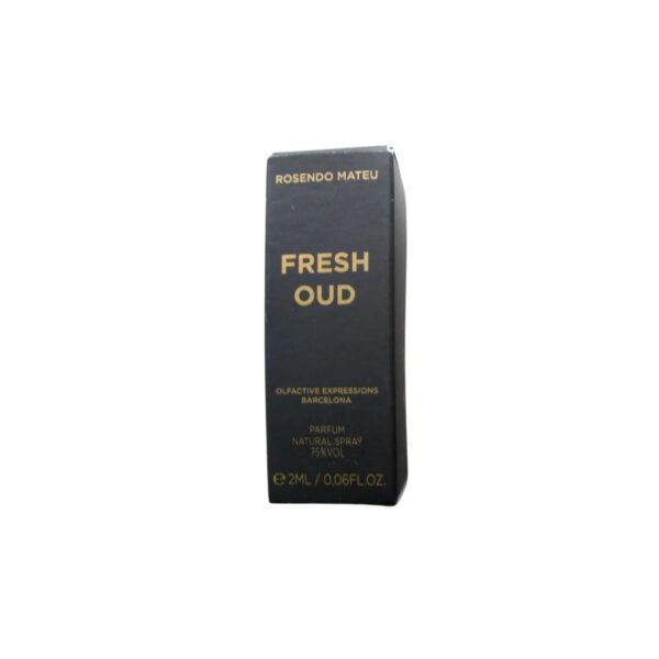 Rosendo Mateu Olfactive Expressions Barcelona Black Collection Fresh Oud Eau de Parfum for Unisex – 0.06 oz