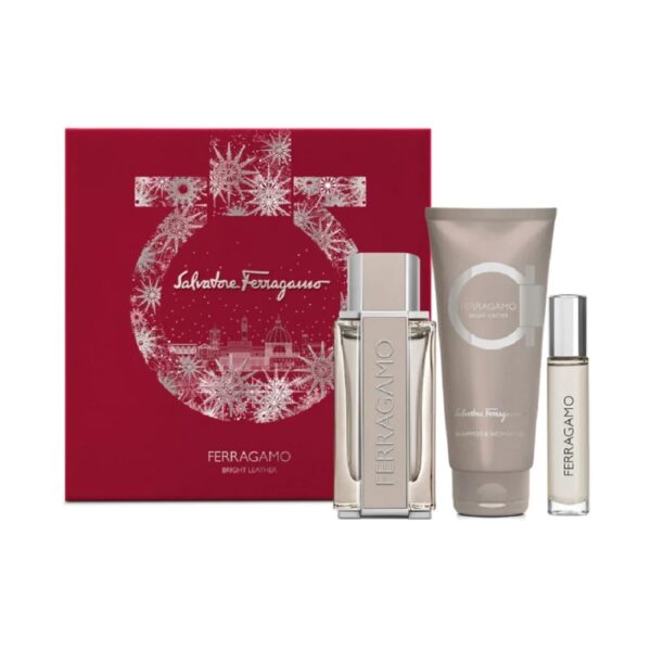 Salvatore Ferragamo Bright Leather 3 piece Eau de Toilette for Men – 3 piece gift set