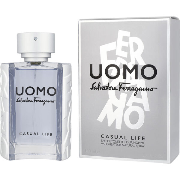 Salvatore Ferragamo Uomo Casual Life Eau de Toilette for Men – 3.4 oz