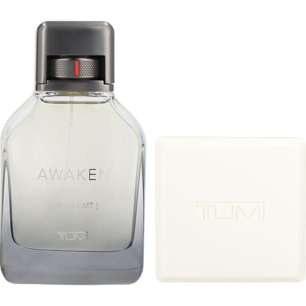 Tumi Awaken by Tumi EAU DE PARFUM SPRAY 3.4 OZ & BAR SOAP 5.3 OZ for MEN