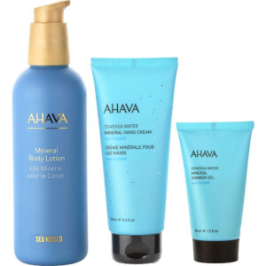 Ahava Dare To Glow Wave of Hydration Trio: Mineral Body Lotion + Mineral Hand Cream + Mineral Shower Gel 3pcs for Women