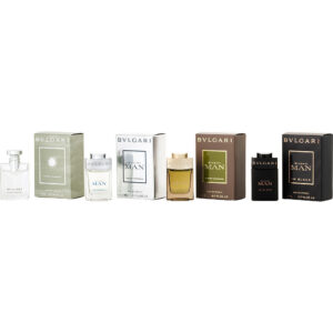 Bvlgari Variety 4 PIECE VARIETY WITH BVLGARI & MAN WOOD ESSENCE & MAN IN BLACK & MAN RAIN ESSENCE AND ALL ARE MINIS Eau de Parfum for Men – 0.17 oz