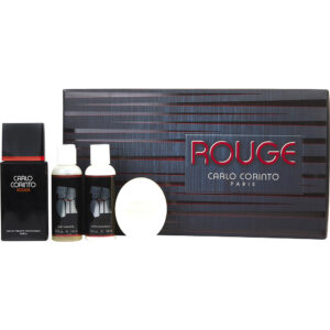 Carlo Corinto Rouge & AFTERSHAVE BALM & BODY SHAMPOO & SOAP Eau de Toilette for Men – 3.4 oz