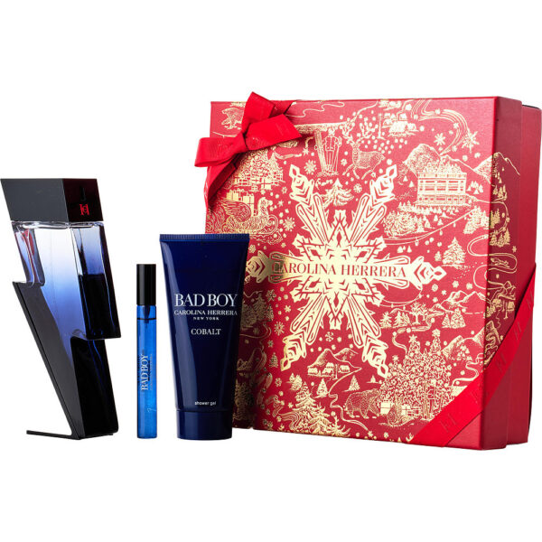 Carolina Herrera Ch Bad Boy Cobalt ELECTRIQUE & SHOWER GEL & Eau de Parfum for Men – 3.4 oz