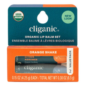 Cliganic Organic Lip Balm 2pc Orange Shake for Unisex