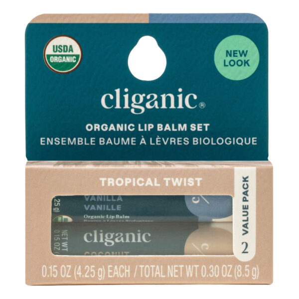 Cliganic Organic Lip Balm 2pc Tropical Twist for Unisex