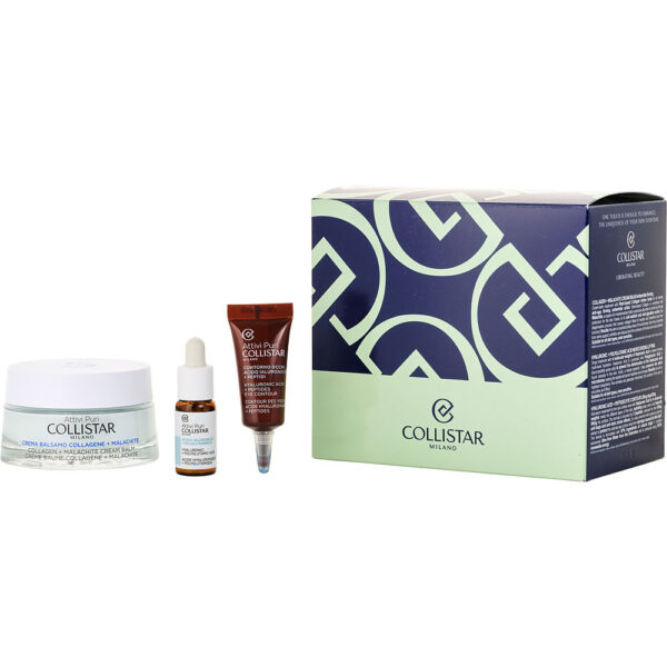 Collistar Attivi Puri Collagen Spring : Attivi Puri Collagen + Malachite Cream Balm + Hyaluronic + Polyglutamic Acid + Eye Contour Hyaluronic Acid + Peptides 3pcs for Women – 50 ml