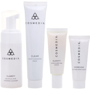 Cosmedix Clarifying & Cleansing 4 Piece Essentials Kit: Clarify + Clarity + Clear + Shineless 4pcs for Women – 60 ml