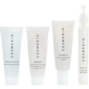 Cosmedix Combination Skin 4 Piece Essentials Kit: Purity Clean + Define + Clarity + Mystic 4x15ml for Women