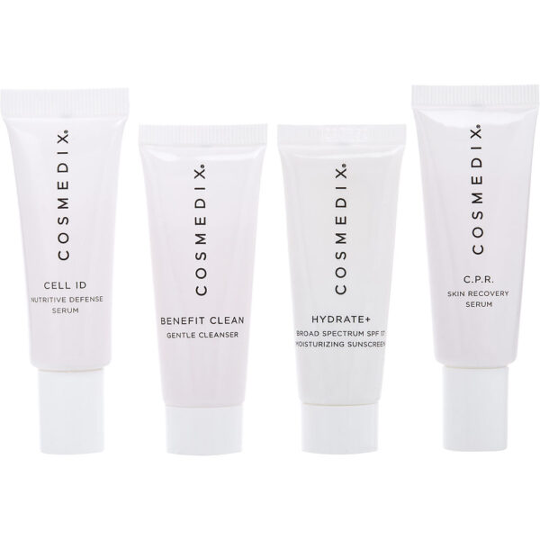 Cosmedix Post Treatment Kit 4 Piece Essentials Kit: Benefit Clean + Cell ID + C.P.R. + Hydrate+ 4x15ml for Women – 15 ml