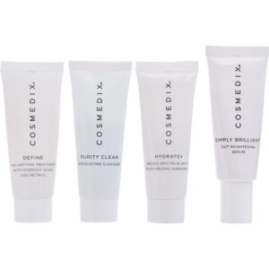Cosmedix Treatment Prep 4 Piece Essentials Kit: Purity Clean + Simply Brillian=t + Define + Hydrate+ 4x15ml for Women