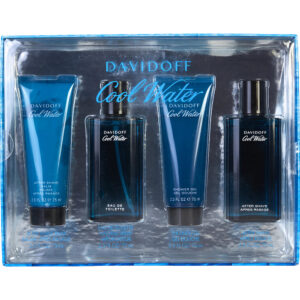 Davidoff Cool Water & AFTERSHAVE & AFTERSHAVE BALM & SHOWER GEL Eau de Toilette for Men – 2.5 oz