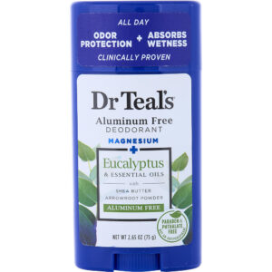 Dr. Teal's Aluminum Free Deodorant Magnesium+ Eucalyptus & Essential Oils for Unisex – 75 g
