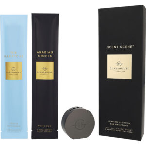 Glasshouse Scent Scene ARABIAN NIGHTS & THE HAMPTONS SCENT STEMS 5 EACH AND METAL VESSEL for Women