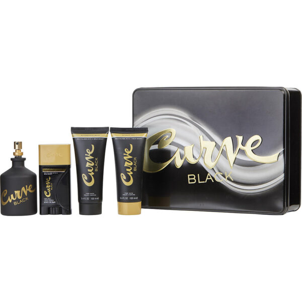 Liz Claiborne Curve Black & AFTER SHAVE BALM & SHOWER GEL & DEODORANT STICK Cologne for Men – 4.2 oz