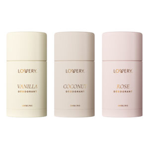 Lovery Aluminum Free Deodorant Sticks 3pc Vanilla Coconut and Rose for Unisex