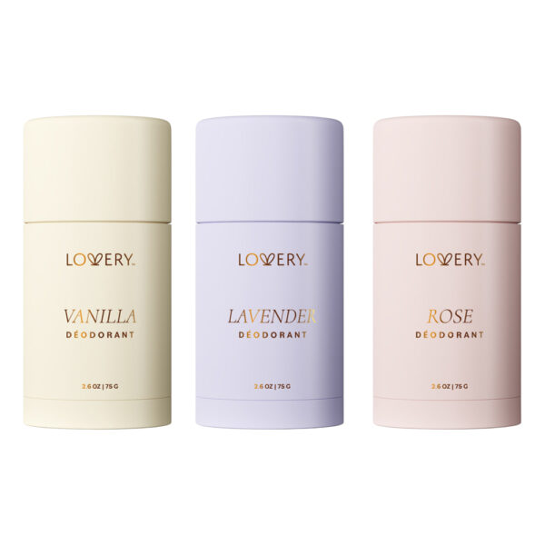 Lovery Aluminum Free Deodorant Sticks 3pc Vanilla Lavender and Rose for Unisex