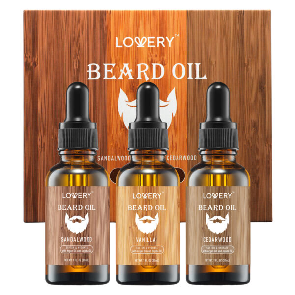 Lovery Beard Oil 3pc Beard Oils with Argan and Jojoba for Men