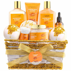Lovery Luxe Almond Milk and Honey Spa Gift Basket for Unisex