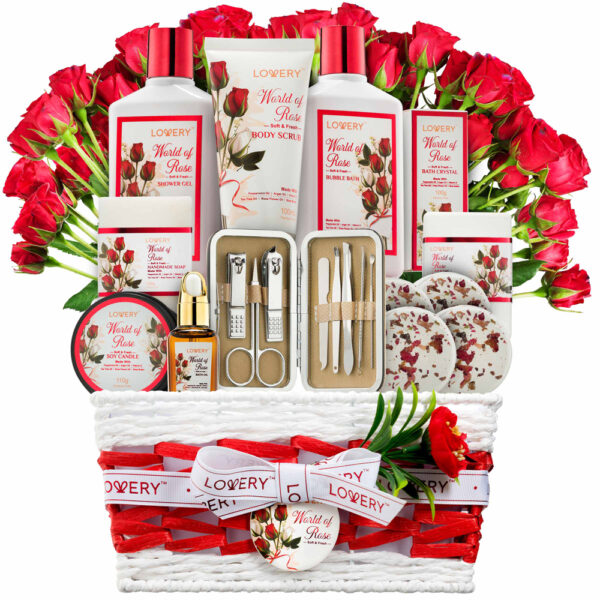 Lovery Red Rose Spa Basket Bath and Body for Women