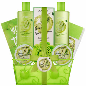 Lovery Teacher Appreciation Gifts Refreshing Green Apple Basket Luxe Gift Spa for Women